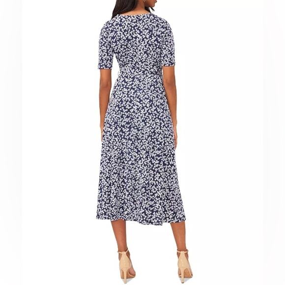 MSK Plus Size Printed Ring Short-Sleeve Midi Dress Navy White Women’s Sz 1X - Picture 6 of 11
